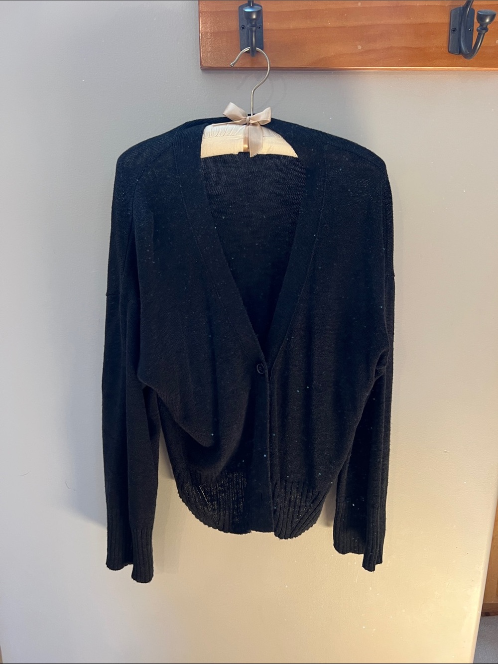 Banana Republic Black Flecked V-Neck Cardigan